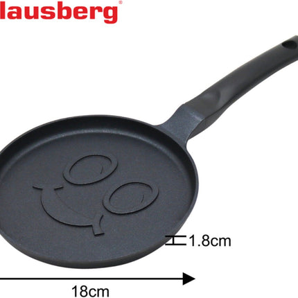 Klausberg KB-7971 Pannekoekenpan - Lachend Gezicht Design - Ø18 cm - Zwarte Antiaanbaklaag - Geschikt voor Alle Kookstellen Inclusief Inductie - Smiley