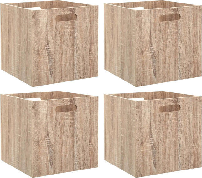 5Five Opberg/kast mand - 4x - lichtbruin - MDF hout - 29L - 31 x 31 x 31 cm - Opbergmanden/kisten