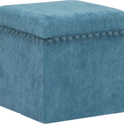Atmosphera Poef/krukje/hocker Arabic - Opvouwbare zit opslag box - fluweel Blauw - D38 x H38 cm - MDF/polyester