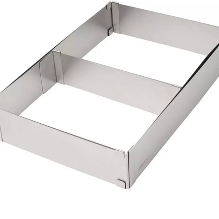 Kinghoff Vierkante Verstelbare Cakevorm – Roestvrij Staal, Met Schuifwand, 27,5x18,5 tot 52,4x34 cm - Bakvorm - Taartvorm