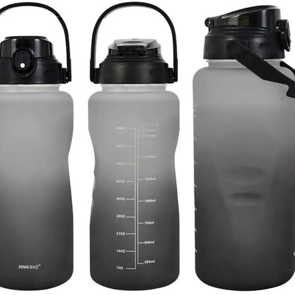 KINGHoff Waterfles 2L met Rietje & Veiligheidslock – BPA-vrij, Lekvrij, One Press Open - drinkfles -bidon