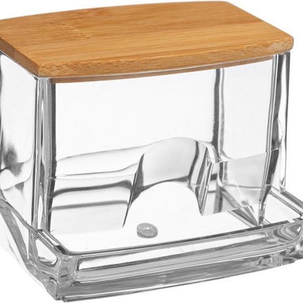 FiveÂ® Wattenschijfjes dispenser bamboe deksel - Wattenschijfjes - Met deksel