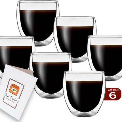 Dubbelwandige koffieglazen - Premium set van 6 x 150 ml - Glazen voor thee en koffie - Dubbelwandige theeglazen