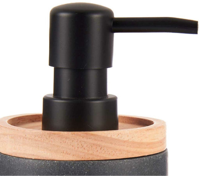 Berilo zeeppompje/dispenser Lotions - mat zwart - polyresin/bamboe - 18 x 8 cm - 300 ml - badkamer/toilet/keuken