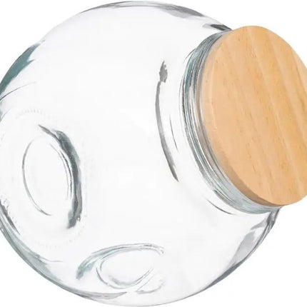 5Five Snoeppot/voorraadpot 0,65L - glas met houten deksel - 650 ml - Voorraadpotten met luchtdichte sluiting