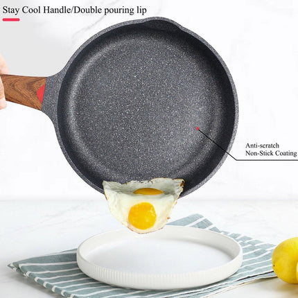 Hapjespan 24 cm - Zwart - Inductie - Krasbestendige Keramische Antiaanbaklaag - PFOA Vrij - met schenktuit