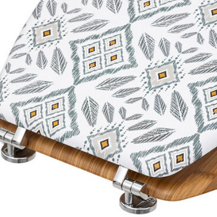 Hapache Toiletbril Wit Grijs - Sierlijk Mandala Patroon - 36 x 42.5 x 5.3 cm - Universele Pasvorm - Eenvoudige Reiniging - Duurzaam HDF materiaal / WC Bril