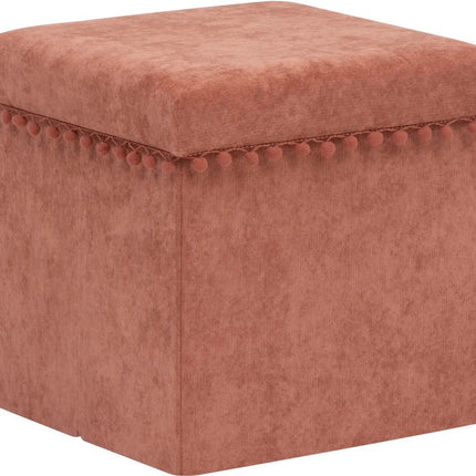 Atmosphera Poef/krukje/hocker Arabic - Opvouwbare zit opslag box - fluweel Steenrood - D38 x H38 cm - MDF/polyester