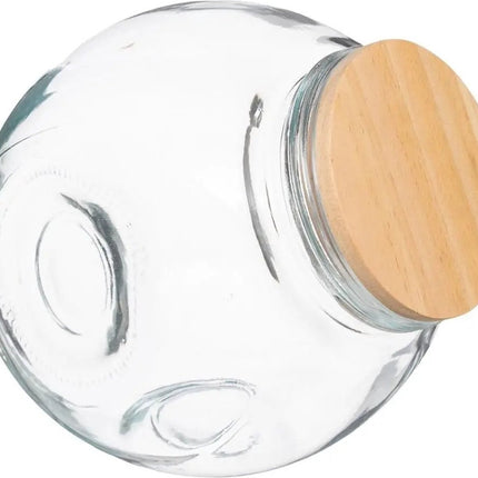 5Five Snoeppot/voorraadpot - 1,5L - glas - met houten deksel - Voorraadpotten met luchtdichte sluiting