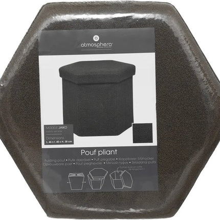 Atmosphera Poef/krukje/Hocker Jako - Opvouwbaar/Opslag box 60L - Olijfgroen - D40 x H38 cm - MDF/polyester