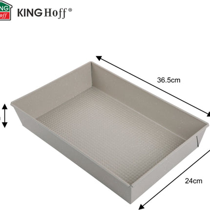 KINGHoff KH1975 Rechthoekige Bakvorm 36,5x24x6 cm - Ovenschaal voor Ovenschotels, Cake en Vlees - Ovenbestendig tot 220°C - Antiaanbaklaag - Beige - Cakevorm - Taartvorm