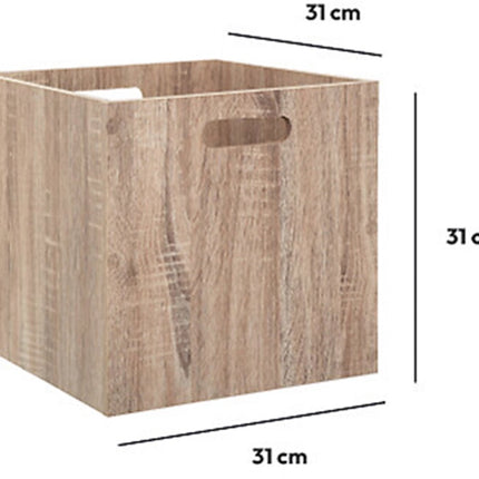 5five Opbergmand/kastmand van hout - lichtbruin - 14 Liter - 31 x 31 x 15 cm - Opbergboxen - Vakkenkast manden