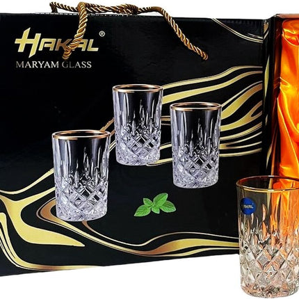 Luxe Glazen gouden rand - set van 6 -  Crystal look