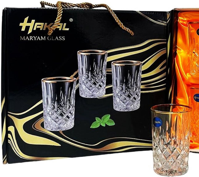 Luxe Glazen gouden rand - set van 6 -  Crystal look