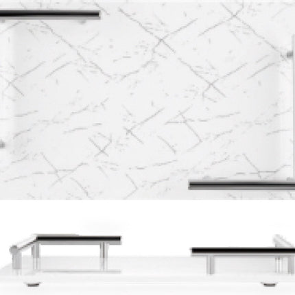 Melamine plateau - dienblad Marmer look 40x25cm - Wit-zilver