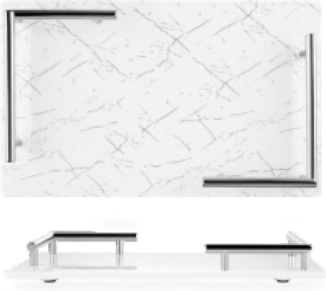Melamine plateau - dienblad Marmer look 40x25cm - Wit-zilver
