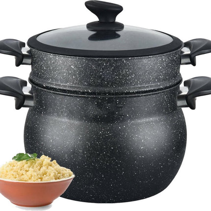 Royalty Line® CP6L Stoompan Inductie - 6 Liter / Ø20 cm Couscous Pan - Rijst en Groentestomer - Soeppan Inductie Voor Alle Warmtebronnen - Couscoussier - Zwart
