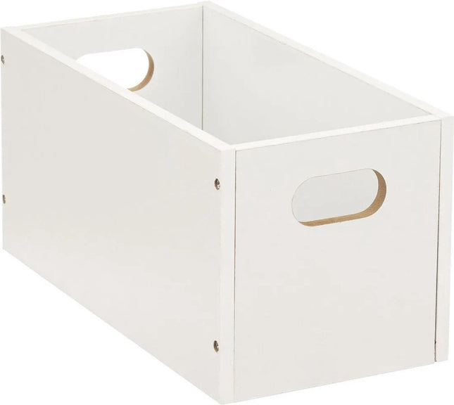 5five Opbergmand/kastmand van hout - wit - 7 Liter - 31 x 15 x 15 cm - Opbergboxen - Vakkenkast manden