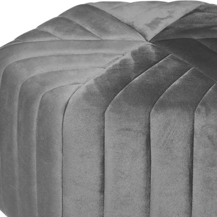 Atmosphera Poef om te zitten Diamond - hout/stof - soft fluweel grijs - D52 x H30 cm - bijzet stoeltjes