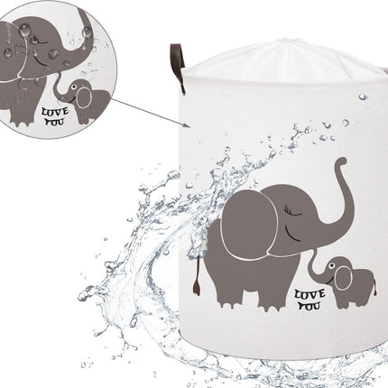 Sipo Speelgoedmand Olifant - Katoenen Opbergmand voor Speelgoed - Met Opdruk "Love You" - 43 Liter - 35x35x45 cm - Wasmand - Opbergmand - Multifunctioneel