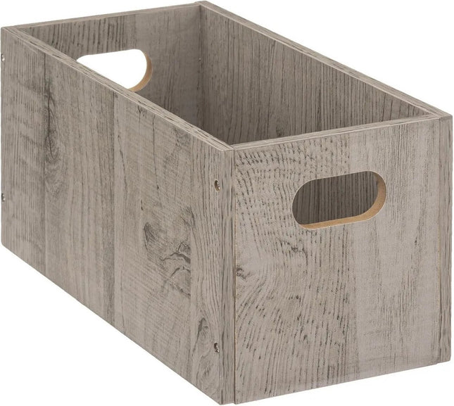 5five Opbergmand/kastmand van hout - grijs - 7 Liter - 31 x 15 x 15 cm - Opbergboxen - Vakkenkast manden
