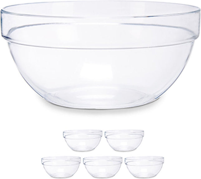 Set van 6x stuks glazen salade/dessert/sauzen schaaltjes/kommetjes 10 x 4 cm - Schalen/kommen van glas