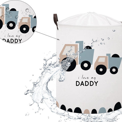Truck Speelgoedopbergmand - Katoenen Opbergbox met "I Love My Daddy" - Kinderwasmand - 43 Liter - 35x35x45 cm - Sipo - Speelgoedmand - Kledingmand