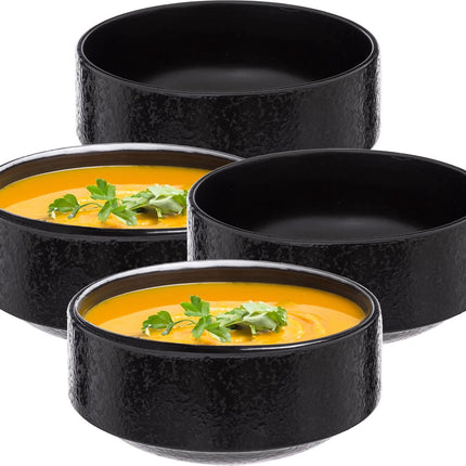 Secret de Gourmet Soepkommen/schaaltje - 4x - Loft - keramiek - D15 x H7 cm - antraciet - Stapelbaar