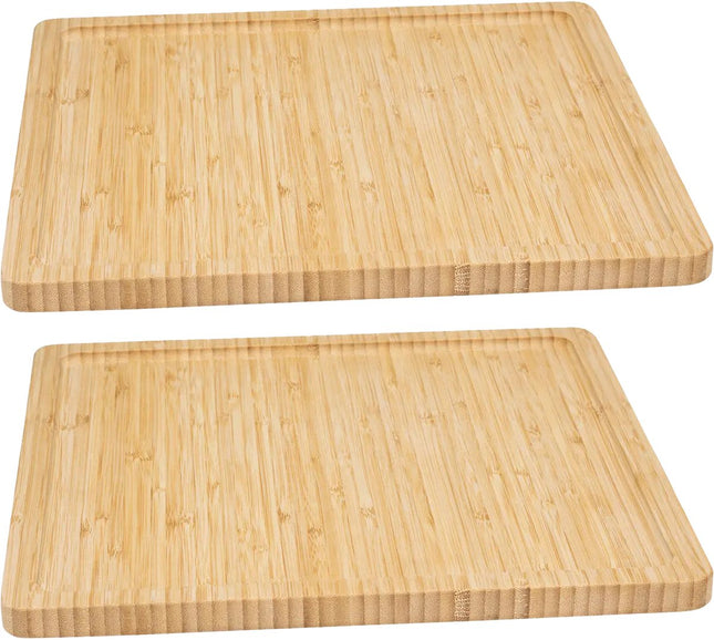 5Five Serveerplankje voor hapjes/fingerfood - 2x - 30 x 30 cm - bamboe hout - borrelplank - tapasplank