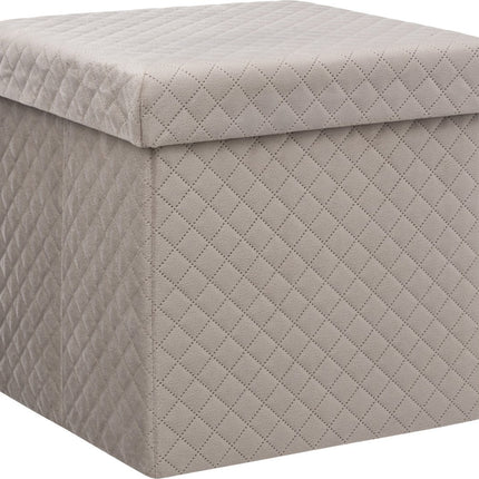 Atmosphera Poef/hocker/voetenbankje - opbergbox - fluweel beige - PO/MDF - 31 x 31 x 31 cm - opvouwbaar