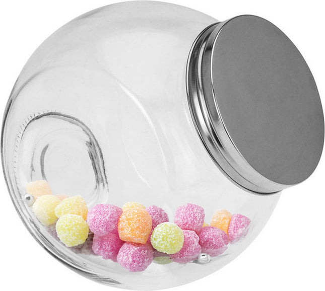 5Five Voorraadpot met deksel - 4x - glas - 16 x 16 cm - 1,5L - snoeppot - voedsel bewaren