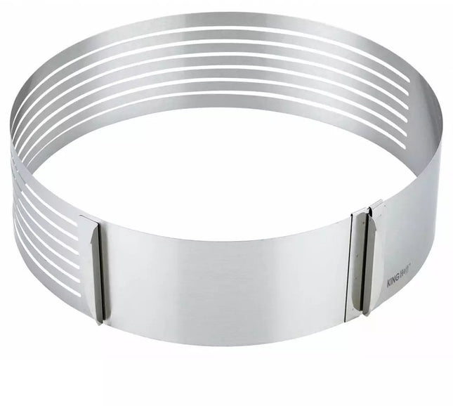 Kinghoff Set van 3 Cake Ringen - Roestvrij Staal - Ø 24-30 cm x 8,5 cm Hoogte - Verstelbare Diameter - Cakevorm - Bakvorm - Verstelbaar