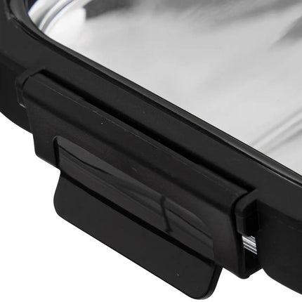 5Five Vershoudbakje met deksel - glas - luchtdicht - met clips - 21 x 17 x 7 cm - 900 ml - zwart/transparant
