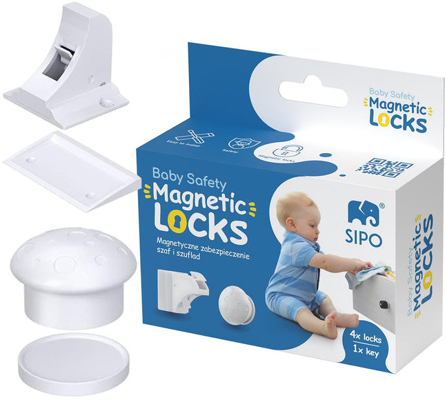 SIPO Magnetische Kastbeveiliging - Onzichtbare Blokkade Set 4-delig - Met Magneetsleutel - SBS-M4 - Ladebeveiliging - Kindersloten -