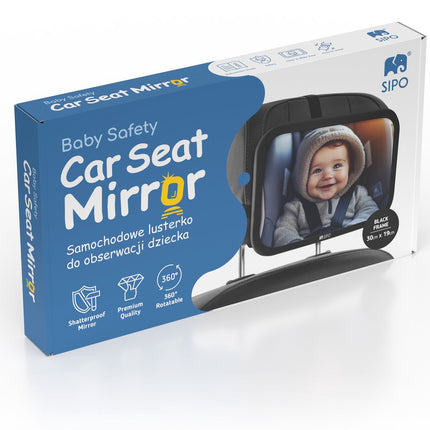 SIPO Autospiegel Baby Observatie Spiegel - Veiligheids Spiegel voor Kinderzitje - Snel Te Monteren - 19x30 cm - 1 Stuk