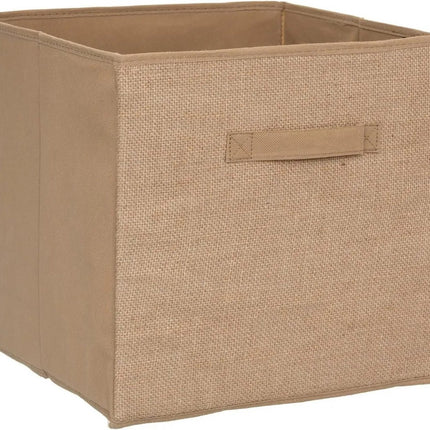 5Five Opbergmand/kastmand - Set van 2x stuks - 29 liter - bruin/naturel jute - 31 x 31 x 31 cm - Opbergboxen - Vakkenkast manden