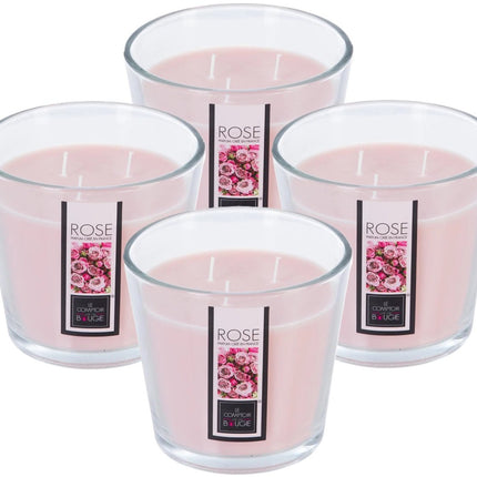 Atmosphera Candles Geurkaars - in glas - rozen bloemen aroma - 40 branduren - 13 x 12 cm - woondecoratie - geurkaarsen