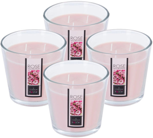 Atmosphera Candles Geurkaars - in glas - rozen bloemen aroma - 40 branduren - 13 x 12 cm - woondecoratie - geurkaarsen