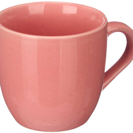 Milk Coffee Cup Pink 210 ml - Set van 6 Roze Koffiekopjes met Oor - Keramiek - Keramische Melkbekers - Mokken - Theemok - Koffiemok - Roze
