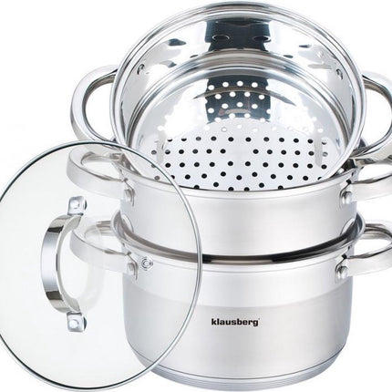 Klausberg 7145 - stoompan - 4 delig - 24cm - rvs - alle warmtebronnen