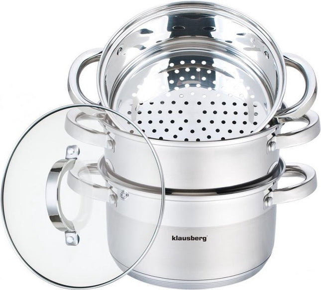 Klausberg 7145 - stoompan - 4 delig - 24cm - rvs - alle warmtebronnen
