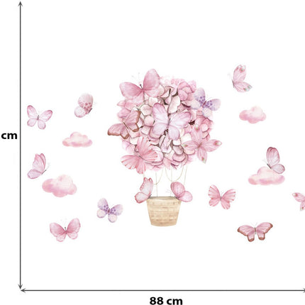 Wandsticker Roze Vlinders - Zelfklevende Muurdecoratie voor Kinderkamer - 53x88 cm - Vlinder Wandsticker voor Meisjeskamer en Babykamer