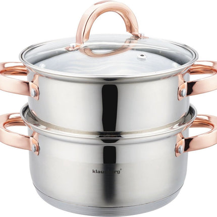 Klausberg 7725 - stoompan - 3 delig - 18cm - rvs - alle warmtebronnen