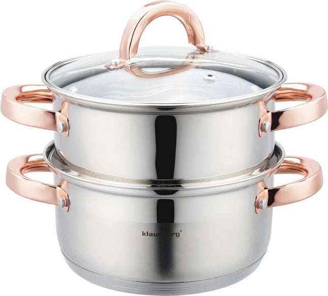 Klausberg 7725 - stoompan - 3 delig - 18cm - rvs - alle warmtebronnen