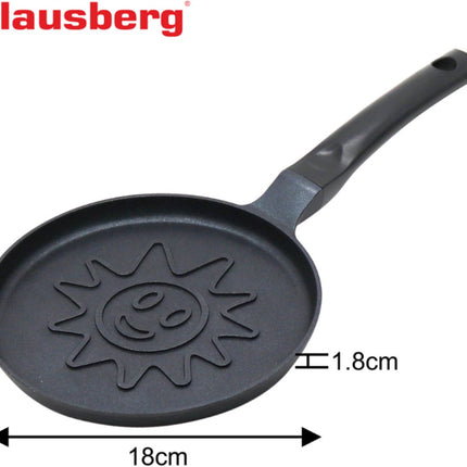 Klausberg KB-7972 Pannekoekenpan - Zonnebloem Motief - Ø18 cm - Zwarte Antiaanbaklaag - Geschikt voor Alle Kookstellen Inclusief Inductie - Zonnetje -
