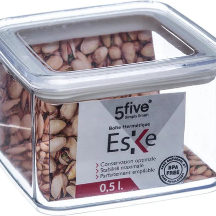 5Five Voorraadpot - keuken/voedsel - kunststof - 500 ml - luchtdichte deksel - transparant - 10 x 10 x 7 cm