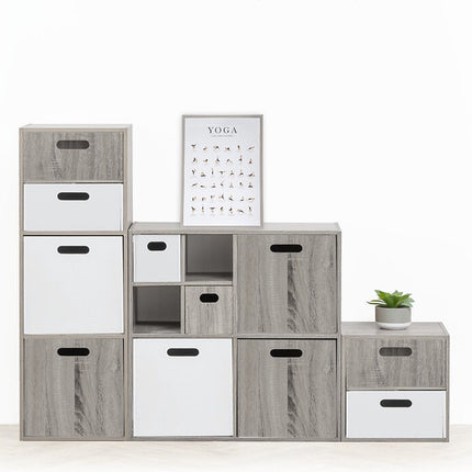 5five Opbergmand/kastmand van hout - wit - 7 Liter - 31 x 15 x 15 cm - Opbergboxen - Vakkenkast manden