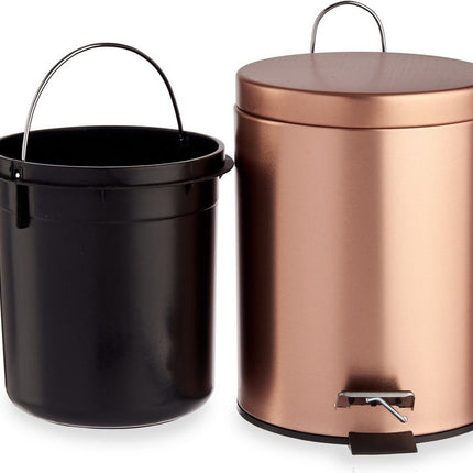 Pedaalemmer/vuilnisbak metaal 7 liter inhoud koper kleur 31 x 20 cm