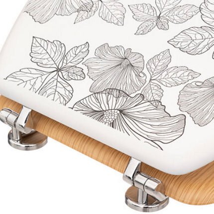 Blackflora Toiletbril met Bloemen Print - Sierlijke WC Bril - Duurzaam HDF Materiaal - 42,5 cm - WC-Bril