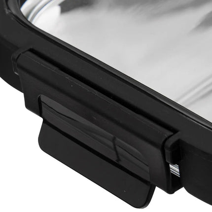 5Five Vershoudbakje met deksel - 3x - glas - luchtdicht - met clips - 19 x 14 x 7 cm - 500 ml - zwart/transparant